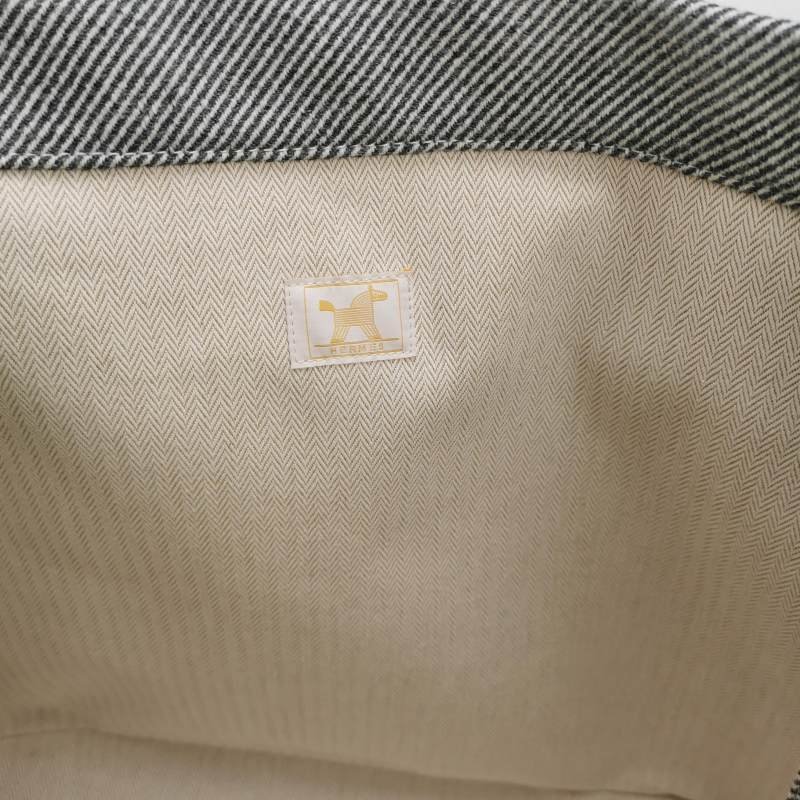 Hermes AnimauxNattes單肩包帆布銀扣灰色米白色 9.8新-8