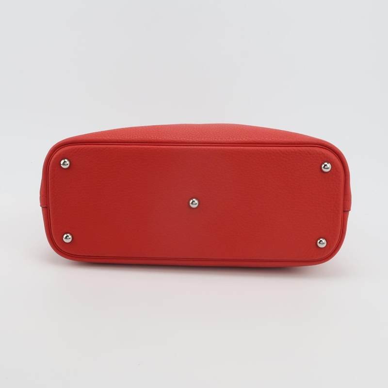 Hermes Bolide保齡球包35弧線造型手提包單肩包Clemence(TC)牛皮銀扣S5番茄紅X刻-5