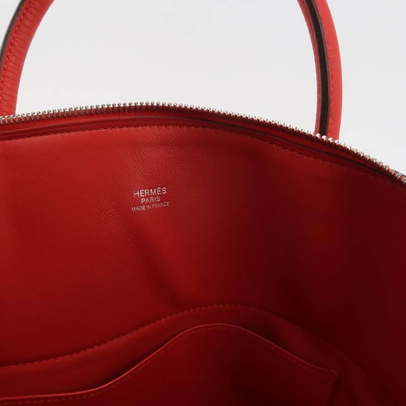 Hermes Bolide保齡球包35弧線造型手提包單肩包Clemence(TC)牛皮銀扣S5番茄紅X刻-7
