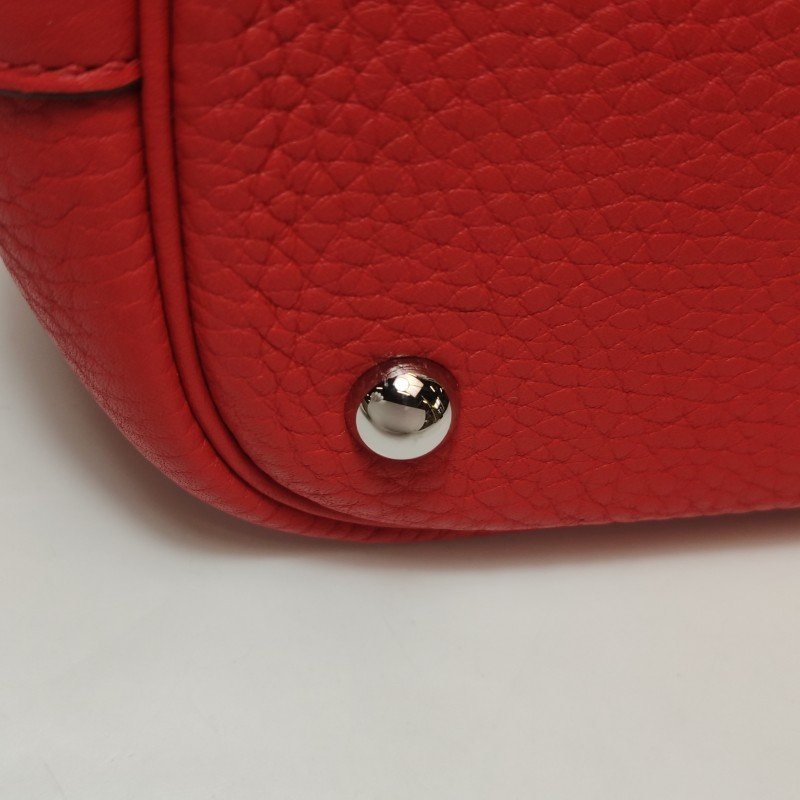 Hermes Bolide保齡球包35弧線造型手提包單肩包Clemence(TC)牛皮銀扣S5番茄紅X刻-12