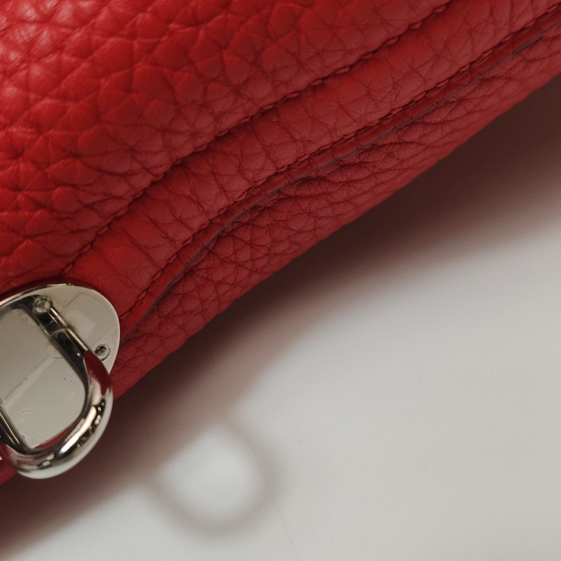 Hermes Bolide保齡球包35弧線造型手提包單肩包Clemence(TC)牛皮銀扣S5番茄紅X刻-13