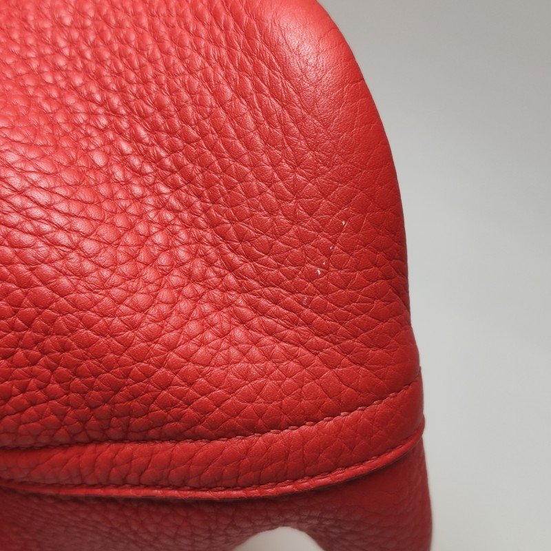 Hermes Bolide保齡球包35弧線造型手提包單肩包Clemence(TC)牛皮銀扣S5番茄紅X刻-14