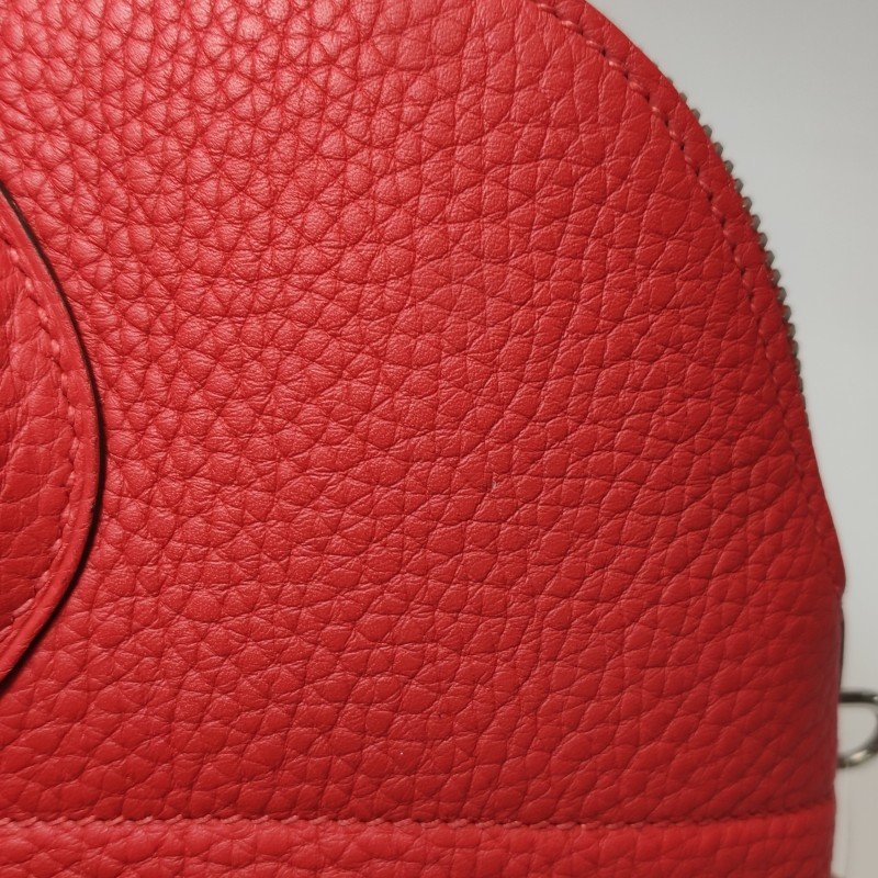 Hermes Bolide保齡球包35弧線造型手提包單肩包Clemence(TC)牛皮銀扣S5番茄紅X刻-16