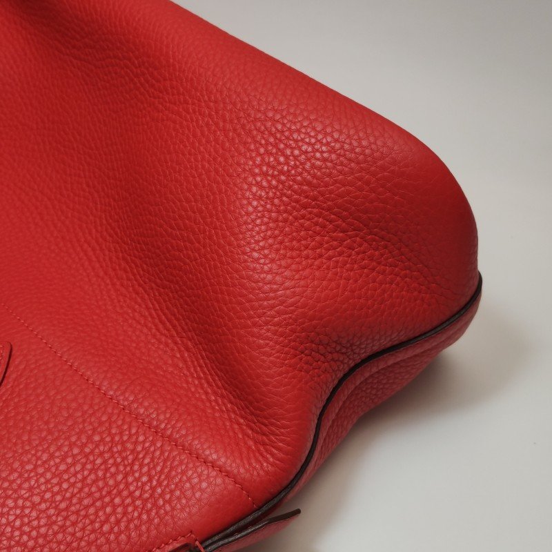 Hermes Bolide保齡球包35弧線造型手提包單肩包Clemence(TC)牛皮銀扣S5番茄紅X刻-19