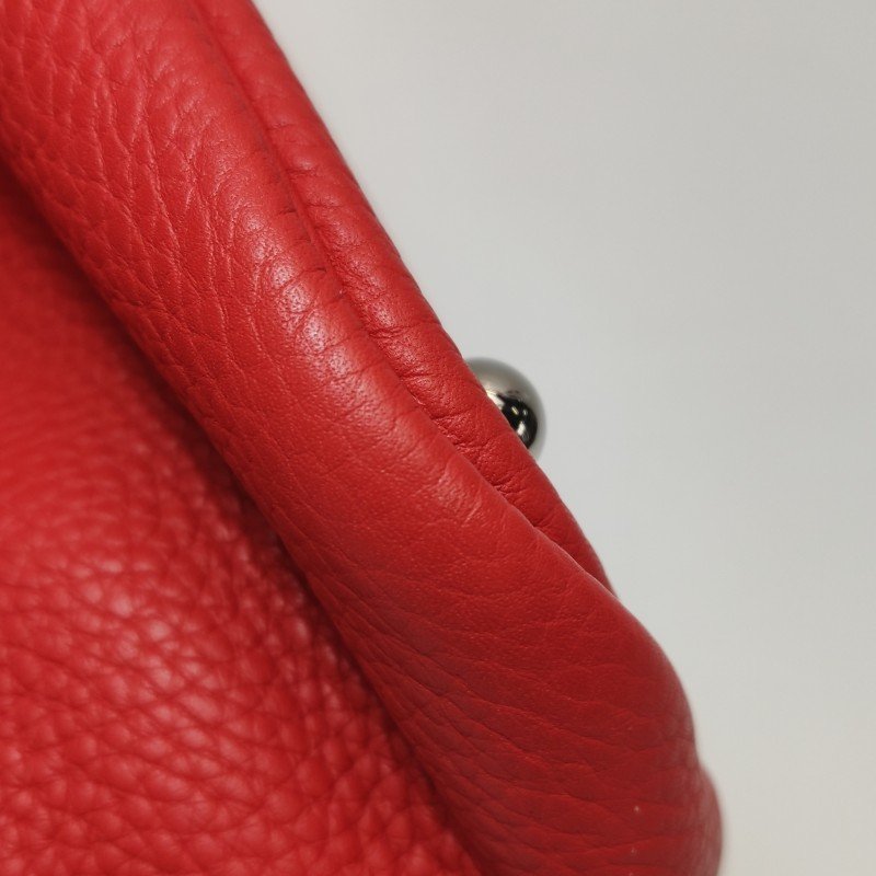 Hermes Bolide保齡球包35弧線造型手提包單肩包Clemence(TC)牛皮銀扣S5番茄紅X刻-22