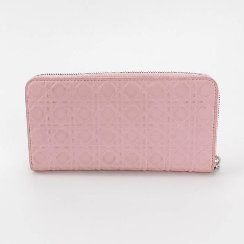 Dior牛皮純色藤格紋拉鏈錢包-3