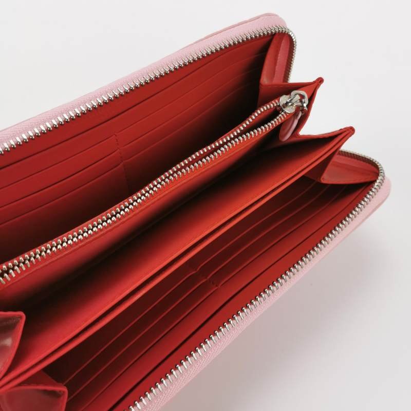 Dior牛皮純色藤格紋拉鏈錢包-5