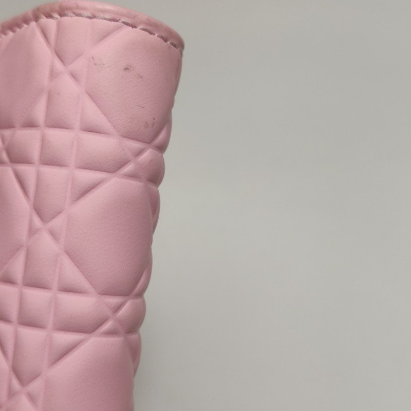 Dior牛皮純色藤格紋拉鏈錢包-11