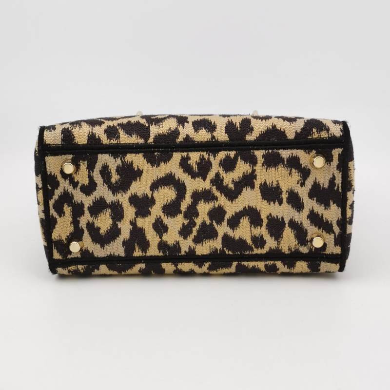 Dior Lady Dior戴妃包中號帆布拼色字母Logo吊飾斜挎包單肩包-5