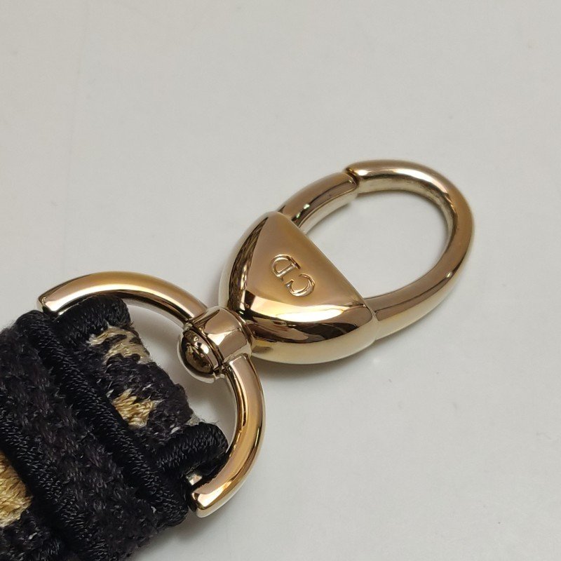 Dior Lady Dior戴妃包中號帆布拼色字母Logo吊飾斜挎包單肩包-12