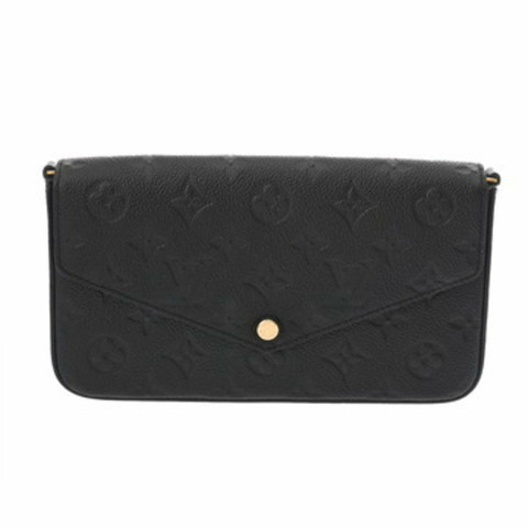 路易威登 Monogram Empreinte Pochette Felicie Noir M82477 女士真皮單肩包，A級，二手，Ginzo