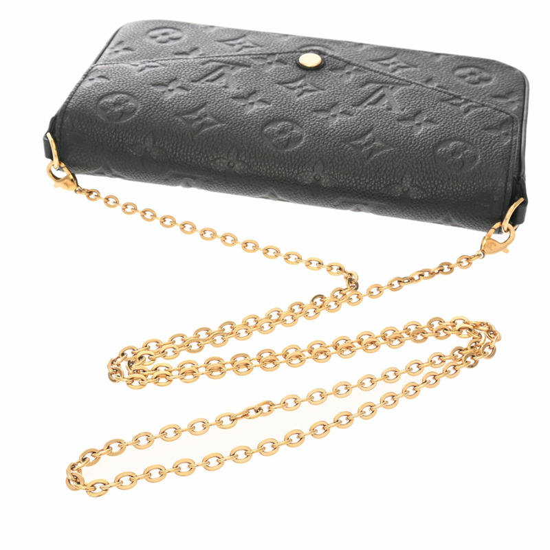 路易威登 Monogram Empreinte Pochette Felicie Noir M82477 女士真皮單肩包,A級,二手,Ginzo-3