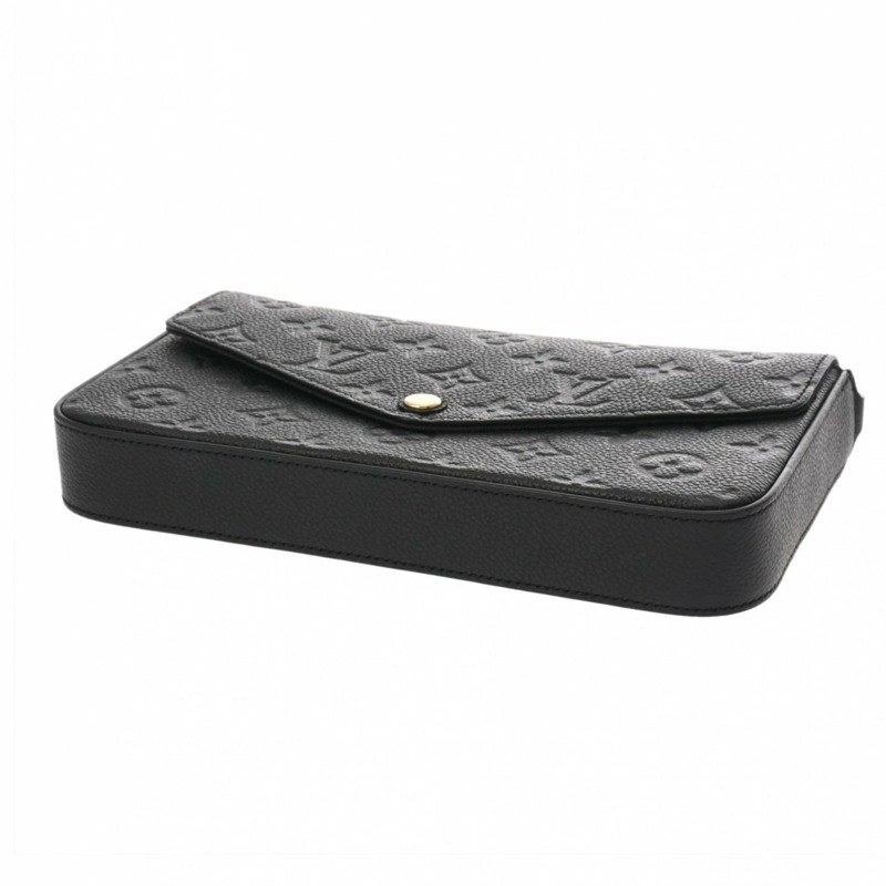 路易威登 Monogram Empreinte Pochette Felicie Noir M82477 女士真皮單肩包,A級,二手,Ginzo-4
