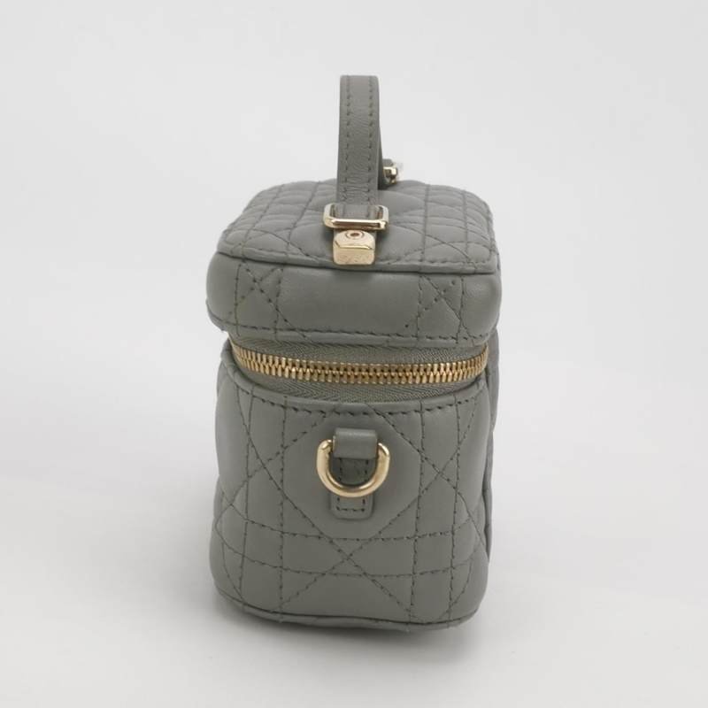 Dior Lady Dior Vanity超迷你牛皮純色藤格紋斜挎包單肩包-2