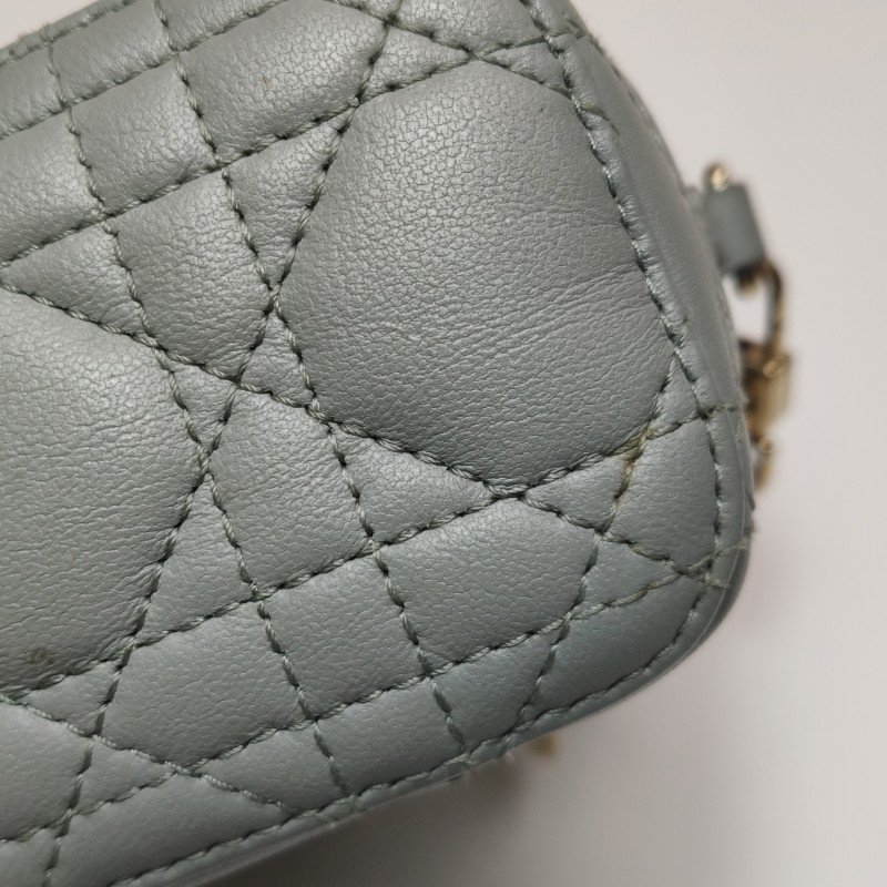 Dior Lady Dior Vanity超迷你牛皮純色藤格紋斜挎包單肩包-18