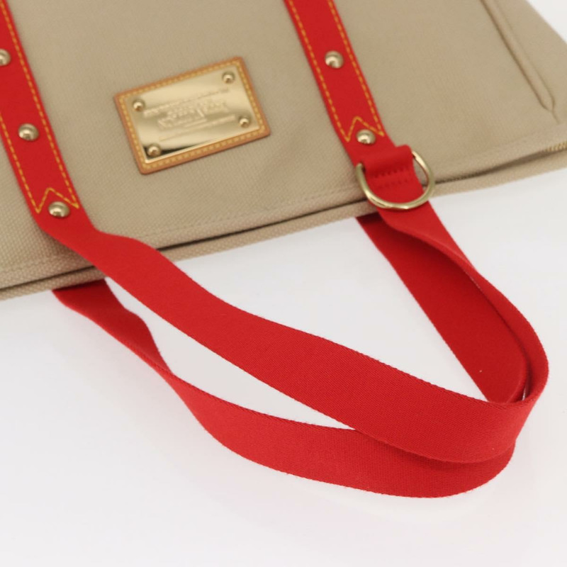 【日本直送】路易威登 Antigua Cabas GM 手提包 帆布 米色 紅色 M40032 LV Auth am10165V-6