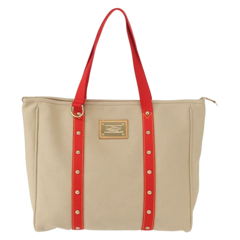 【日本直送】路易威登 Antigua Cabas GM 手提包 帆布 米色 紅色 M40032 LV Auth am10165V-12