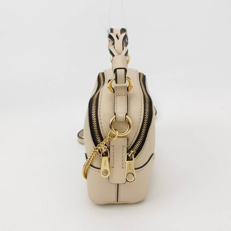 Chloe Daria迷你牛皮純色字母Logo拉鏈斜挎包單肩包-3