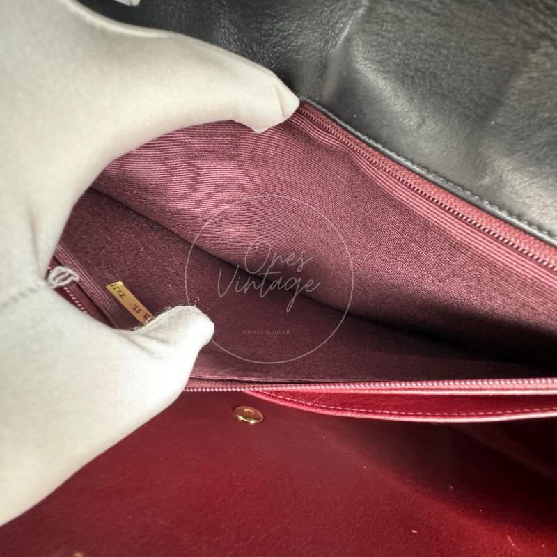 [Pre-owned] Chanel Vintage Maxi CC Black lambskin Straight Flap Bag-20