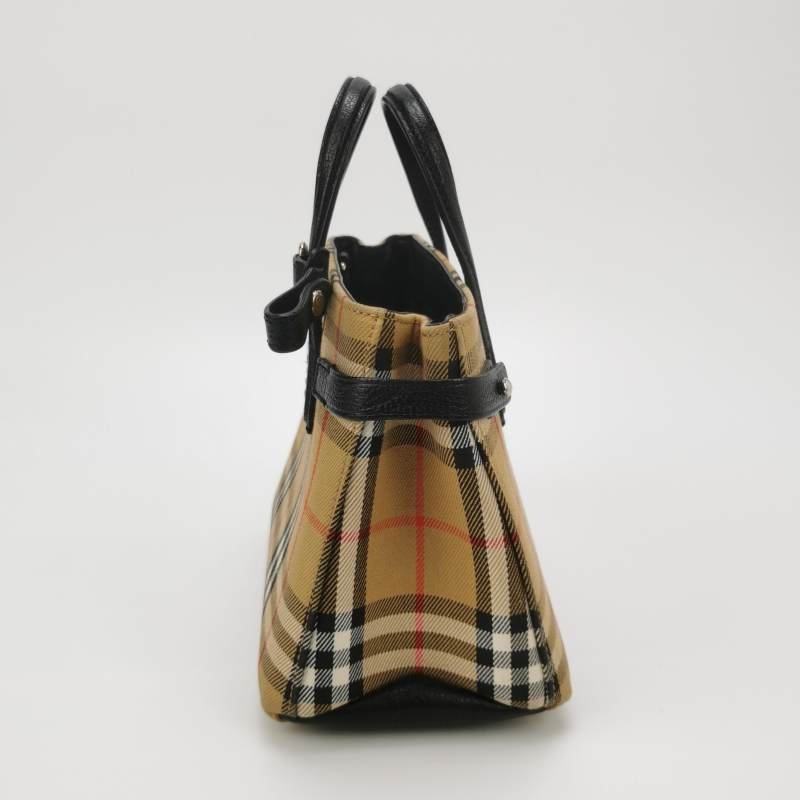 Burberry The Banner班納迷你羊皮帆布Vintage格紋雙搭扣手提包-3