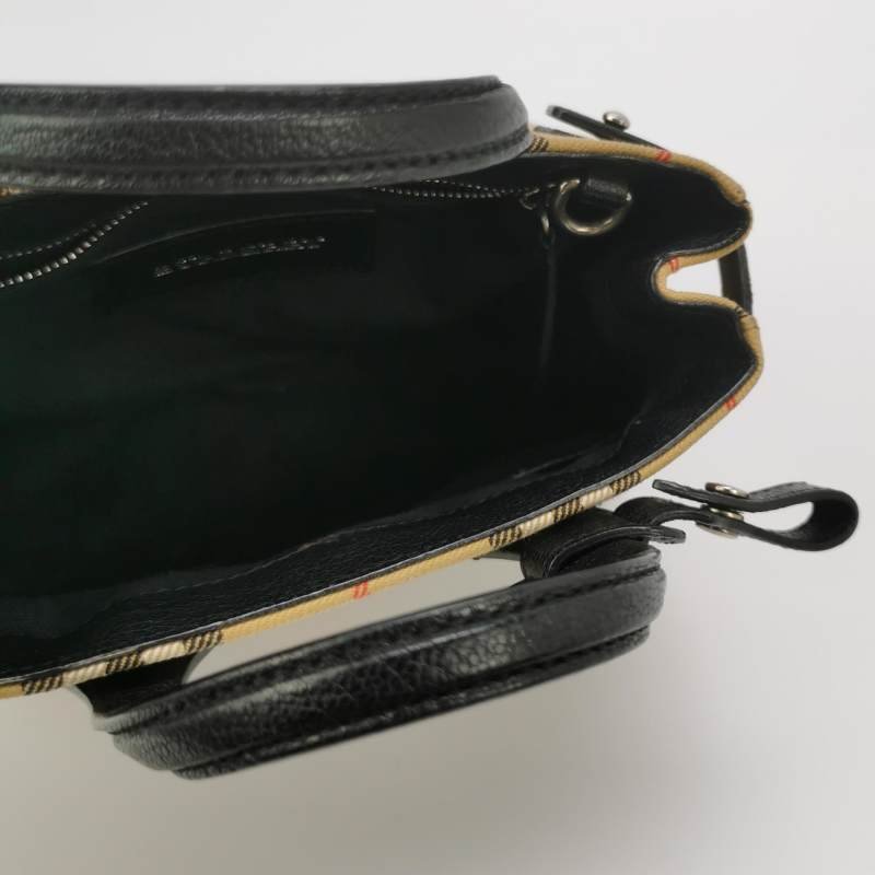 Burberry The Banner班納迷你羊皮帆布Vintage格紋雙搭扣手提包-6