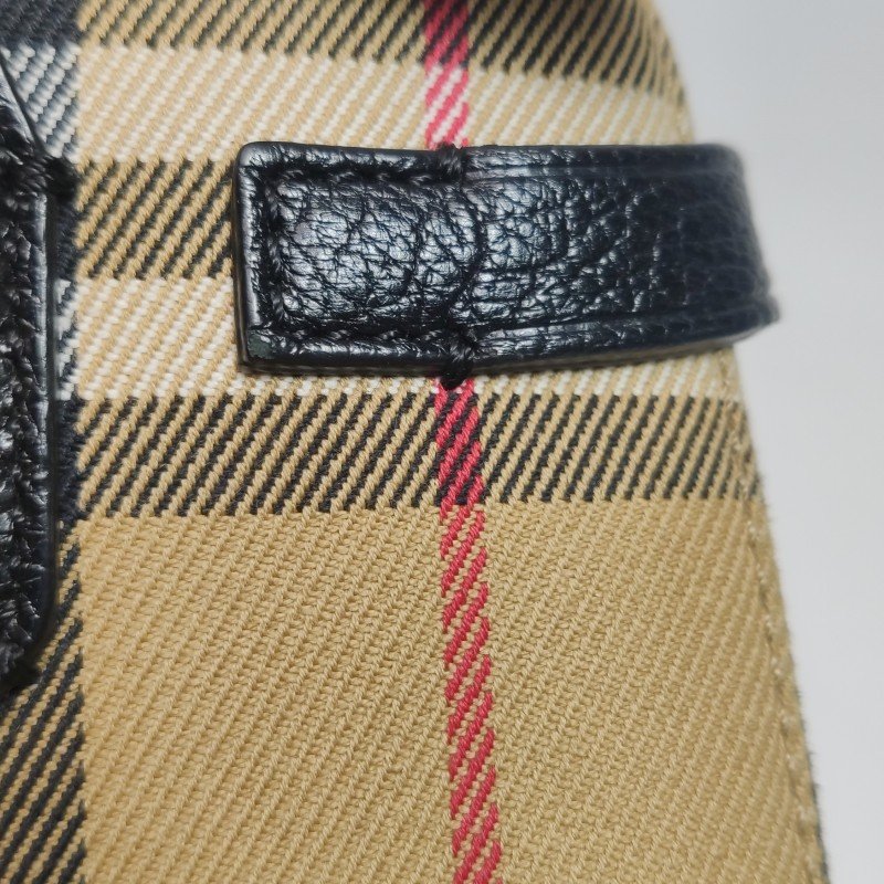 Burberry The Banner班納迷你羊皮帆布Vintage格紋雙搭扣手提包-14