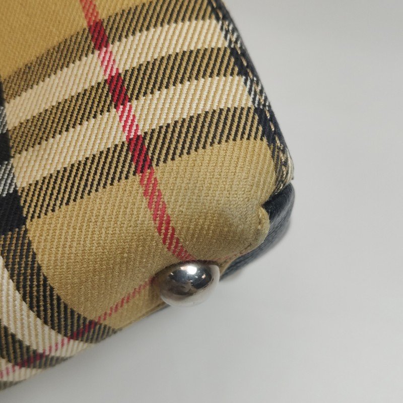 Burberry The Banner班納迷你羊皮帆布Vintage格紋雙搭扣手提包-16