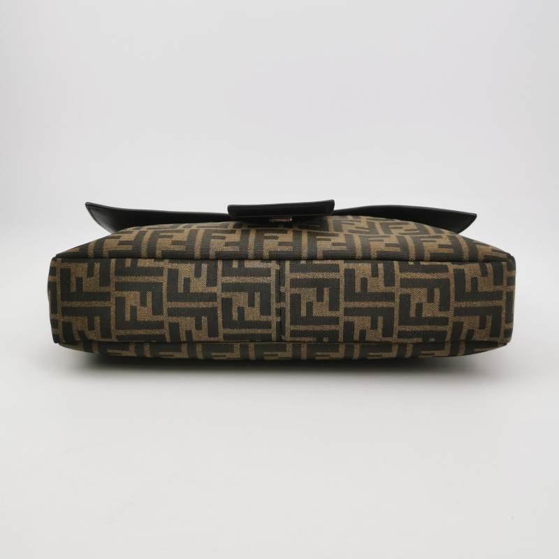 Fendi Baguette法棍包牛皮帆布拼色雙F搭扣斜挎包單肩包-5