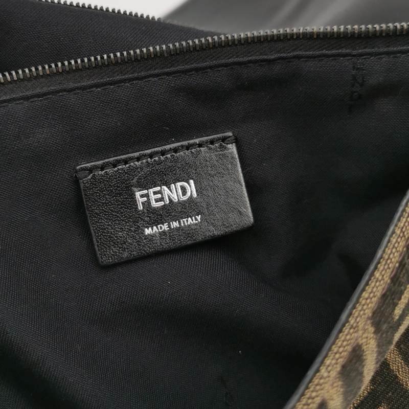 Fendi Baguette法棍包牛皮帆布拼色雙F搭扣斜挎包單肩包-7