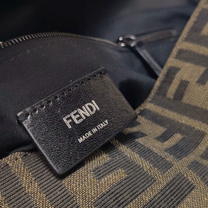 Fendi Baguette法棍包牛皮帆布拼色雙F搭扣斜挎包單肩包-10