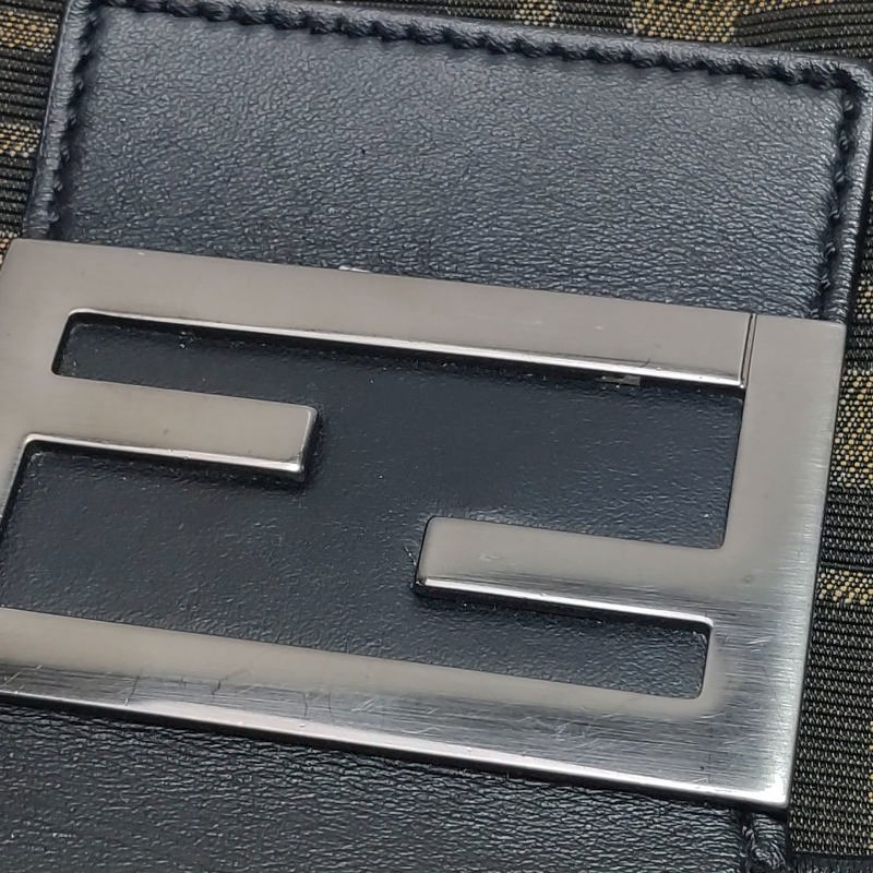 Fendi Baguette法棍包牛皮帆布拼色雙F搭扣斜挎包單肩包-14