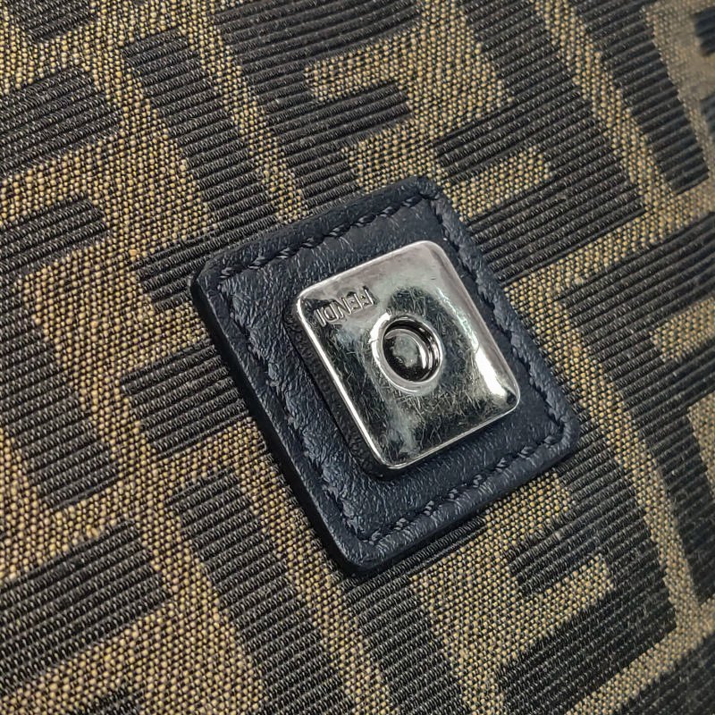 Fendi Baguette法棍包牛皮帆布拼色雙F搭扣斜挎包單肩包-15