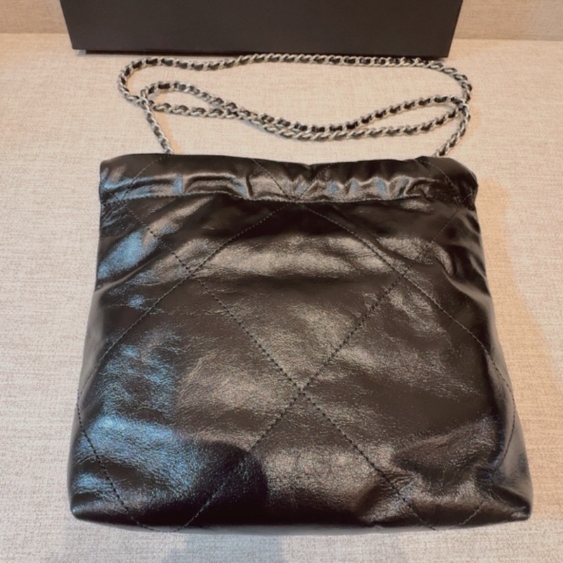 Chanel 22bag mini 黑銀羊皮-4