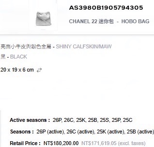 Chanel 22bag mini 黑銀羊皮-18