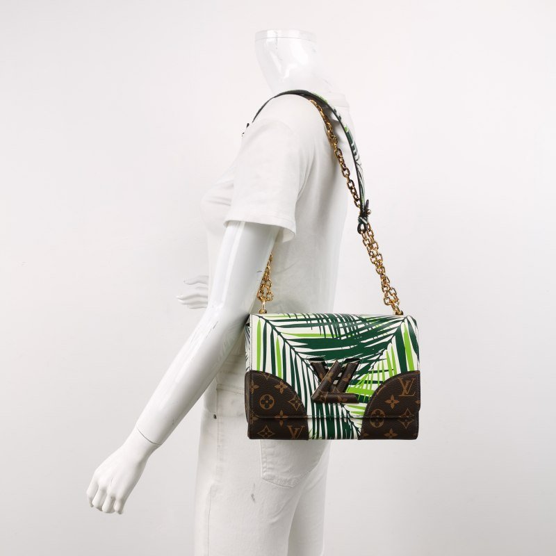 Louis Vuitton(LV)Twist中號牛皮植物印花LV旋轉鎖扣單肩包-1