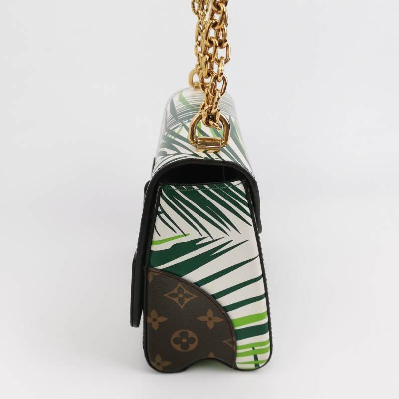 Louis Vuitton(LV)Twist中號牛皮植物印花LV旋轉鎖扣單肩包-2