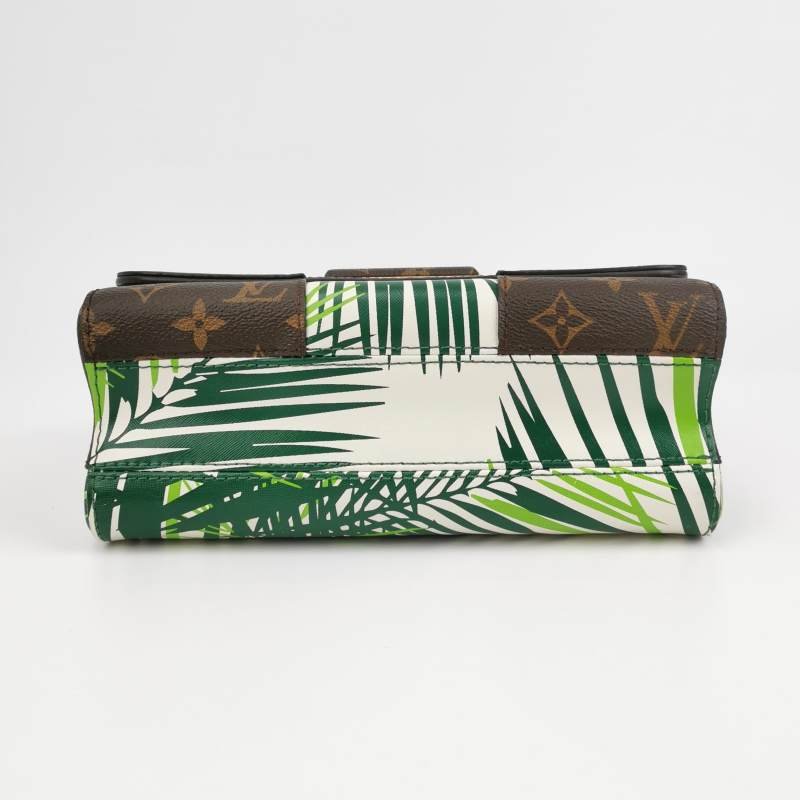 Louis Vuitton(LV)Twist中號牛皮植物印花LV旋轉鎖扣單肩包-5