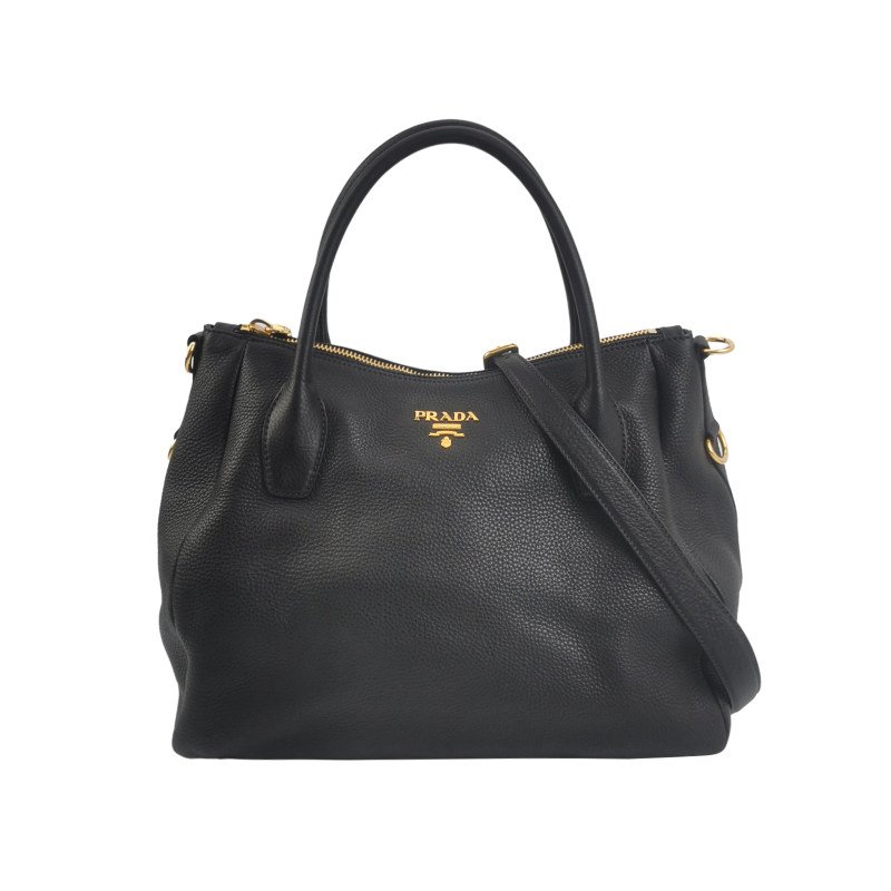 Prada牛皮純色字母Logo單肩包-0