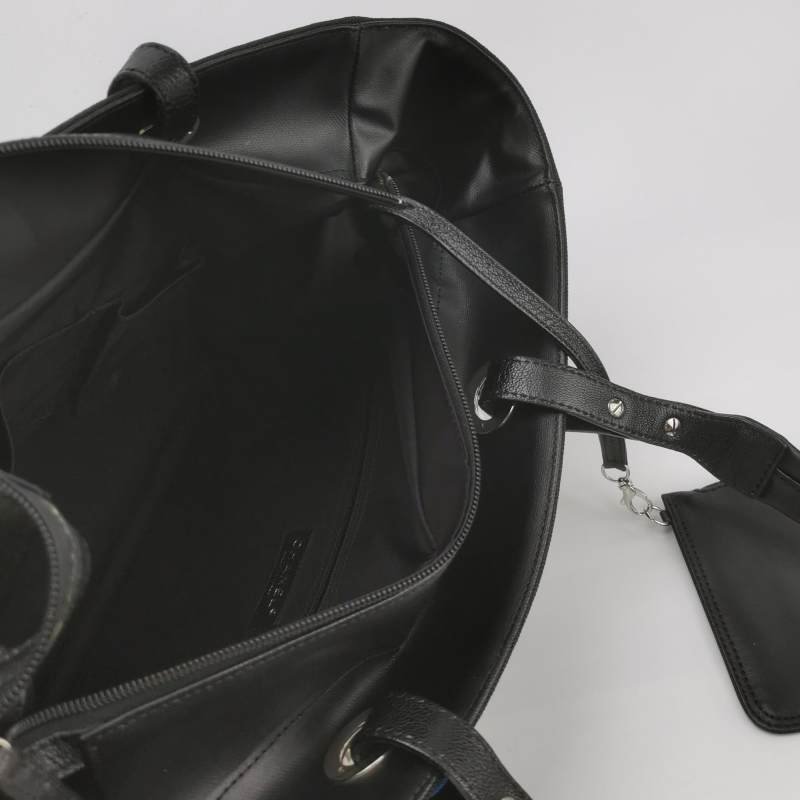 Chanel羊皮帆布塗層帆布純色菱格絎縫雙C Logo子母包單肩包-7