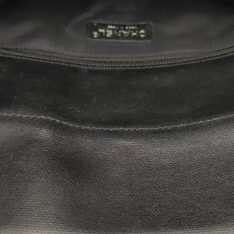 Chanel羊皮帆布塗層帆布純色菱格絎縫雙C Logo子母包單肩包-10