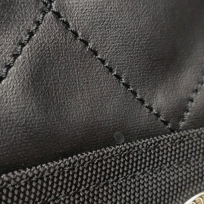 Chanel羊皮帆布塗層帆布純色菱格絎縫雙C Logo子母包單肩包-15