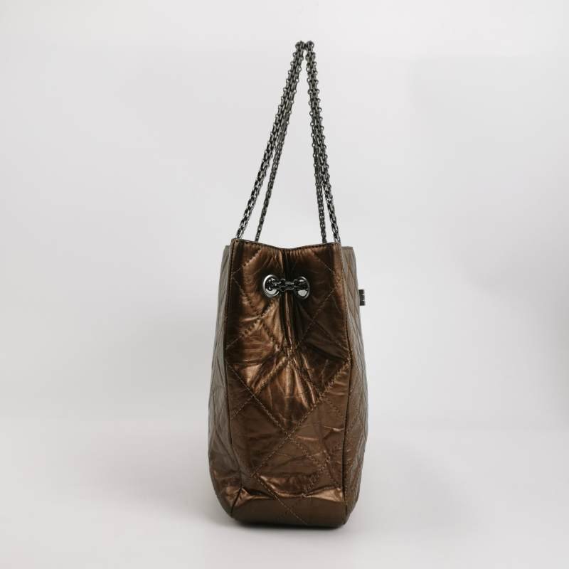 Chanel 2.55 Bag油蠟皮純色菱格絎縫矩形旋扣單肩包-3