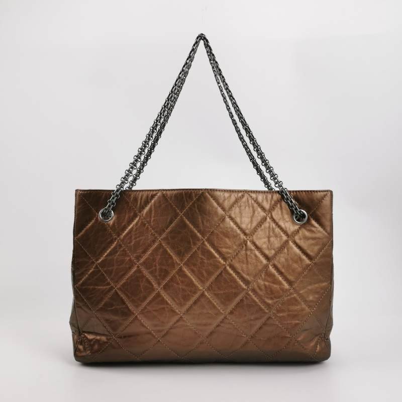 Chanel 2.55 Bag油蠟皮純色菱格絎縫矩形旋扣單肩包-4