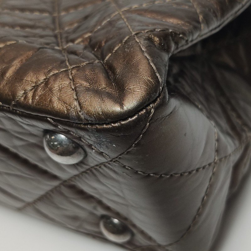 Chanel 2.55 Bag油蠟皮純色菱格絎縫矩形旋扣單肩包-15