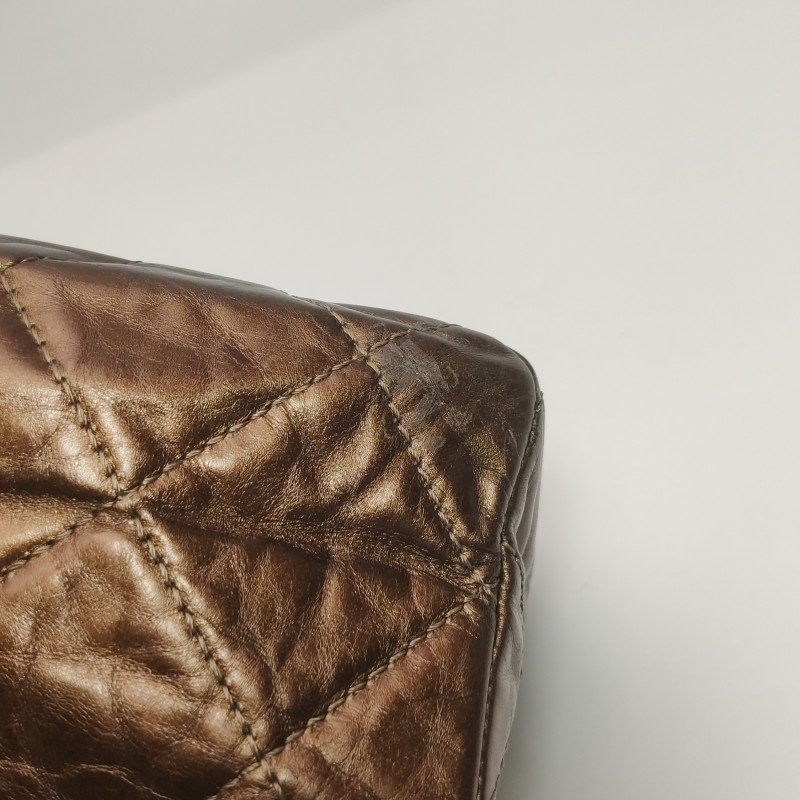 Chanel 2.55 Bag油蠟皮純色菱格絎縫矩形旋扣單肩包-18