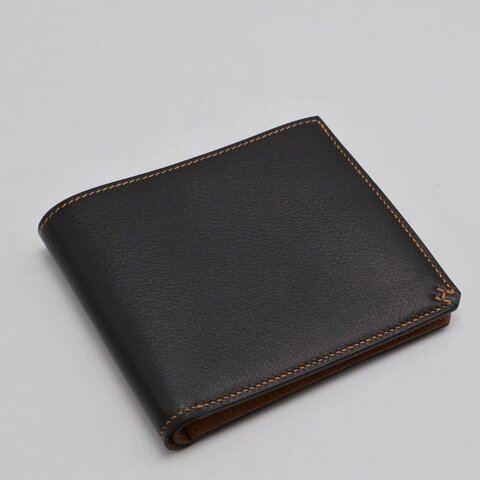 HERMES H sellier雙折皮夾 - 黑棕 B