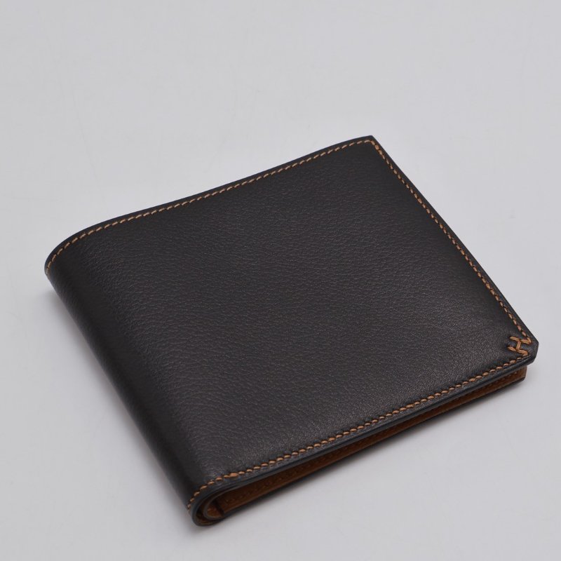 HERMES H sellier雙折皮夾 - 黑棕 B-0