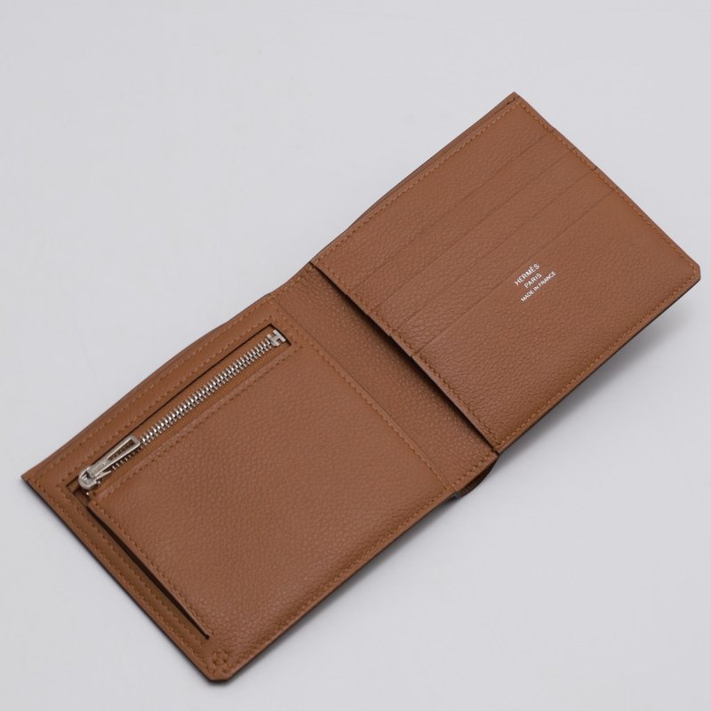 HERMES H sellier雙折皮夾 - 黑棕 B-2