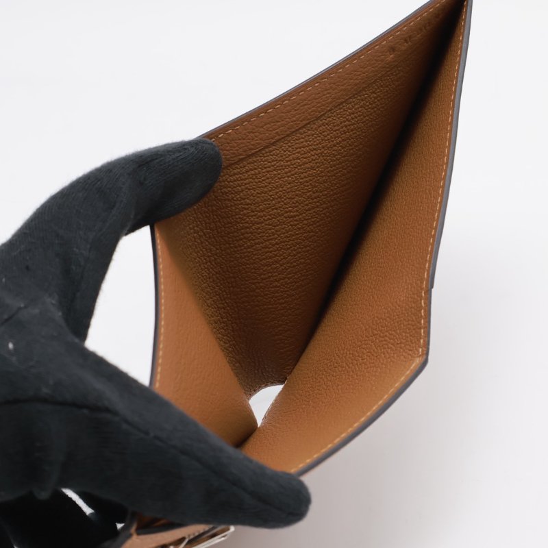 HERMES H sellier雙折皮夾 - 黑棕 B-3