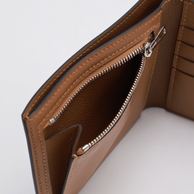 HERMES H sellier雙折皮夾 - 黑棕 B-4